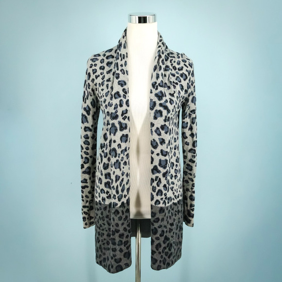 Neiman Marcus Size Medium M Animal Print Open Silk Cashmere Cardigan Sweater - Picture 1 of 7